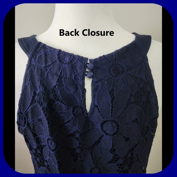 INC || Dark Blue Sleeveless Floral Lace Top (SIZE L) - Picture 4 of 5